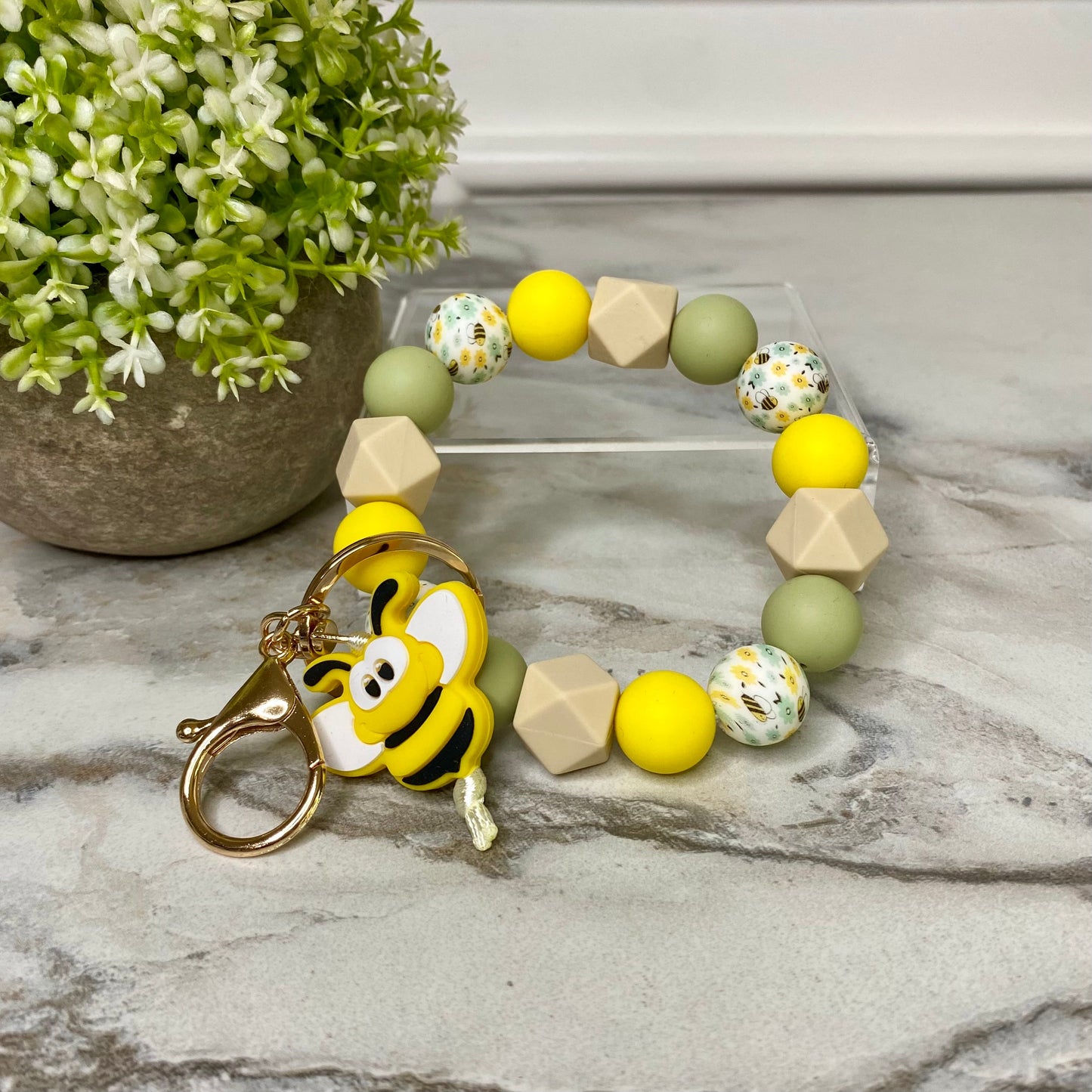 Silicone Bracelet Keychain - Bee