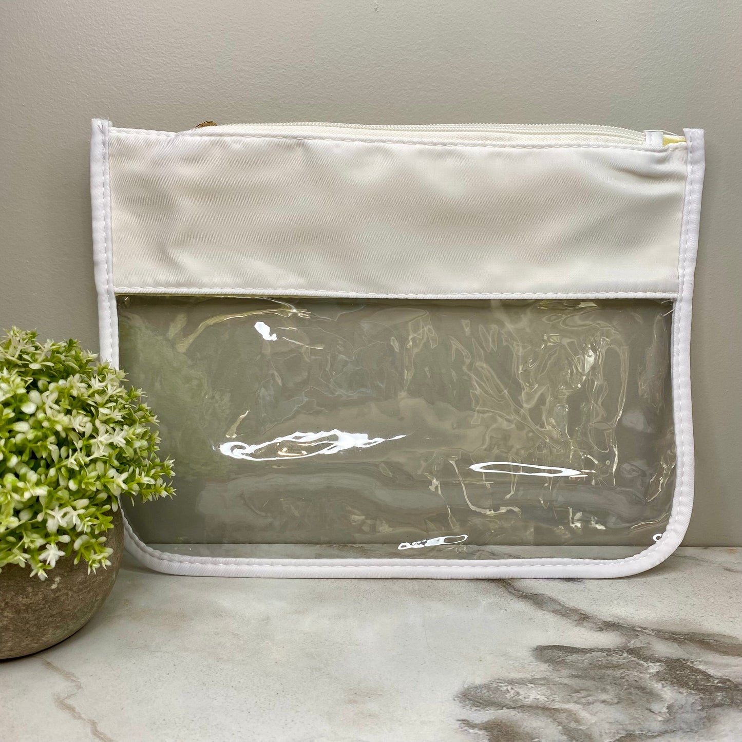 Pouch - XL Clear Zip - White