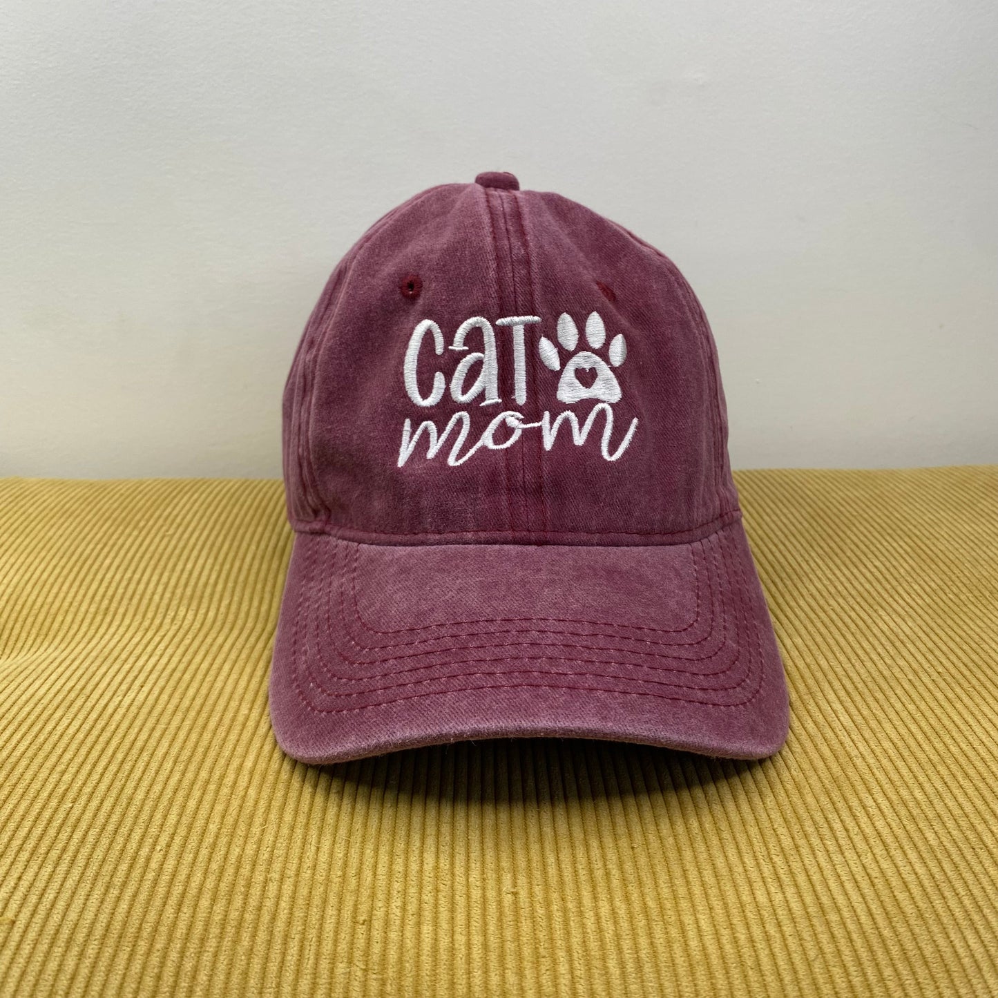 Hat - Paw Print - Cat Mom Burgundy
