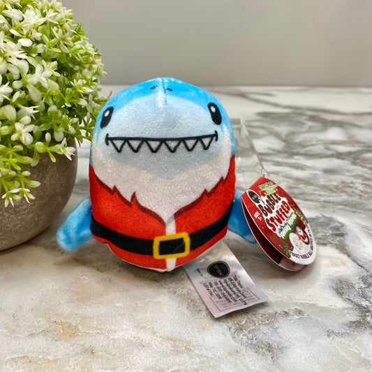 Bubble Stuffed Squishy Friends Toy - Holiday Holly Jolly - Shark Santa