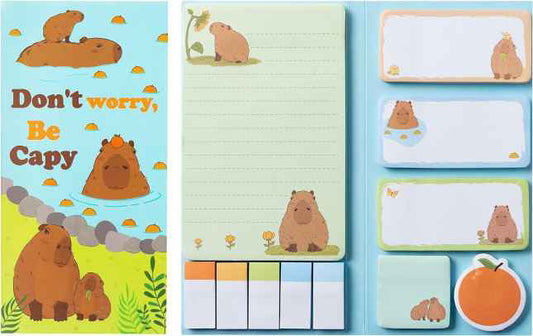 Sticky Note Booklet Set - Don't Worry Be Capy (#1) - PREORDER