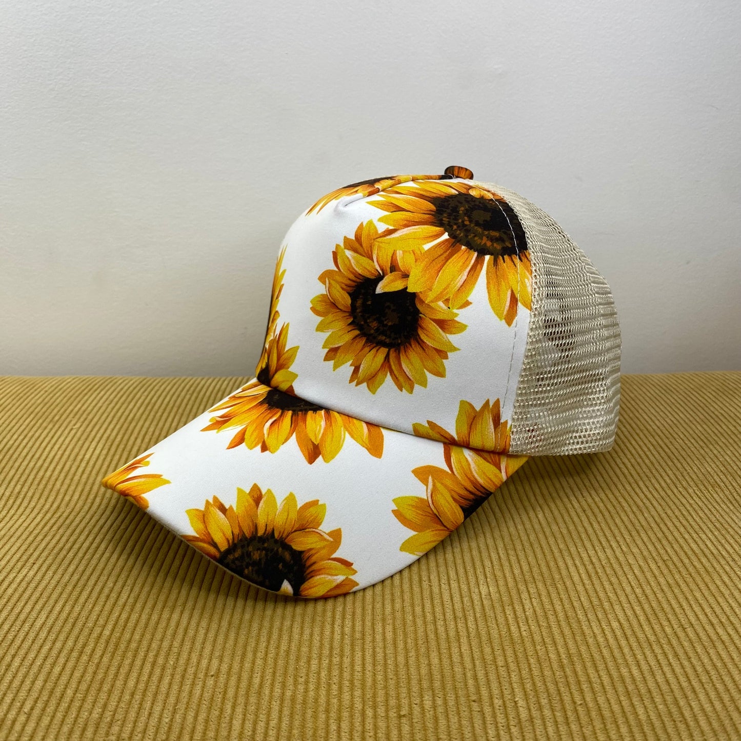 Hat - Ponytail - White Sunflower