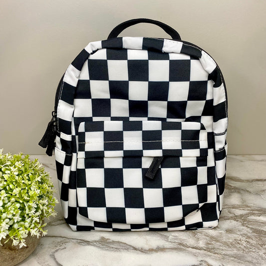 Mini Backpack - Black & White Checkered