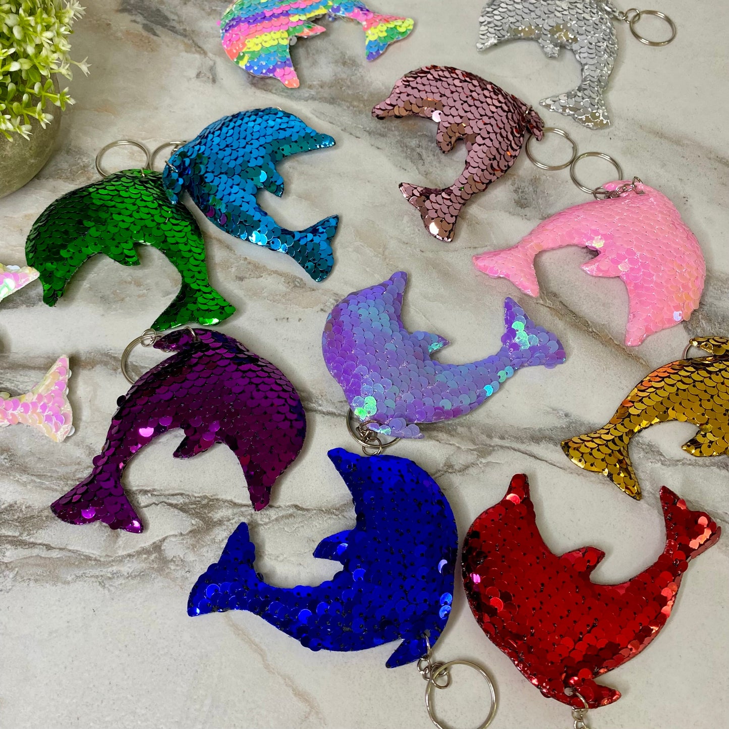 Keychain - Sequin Dolphin