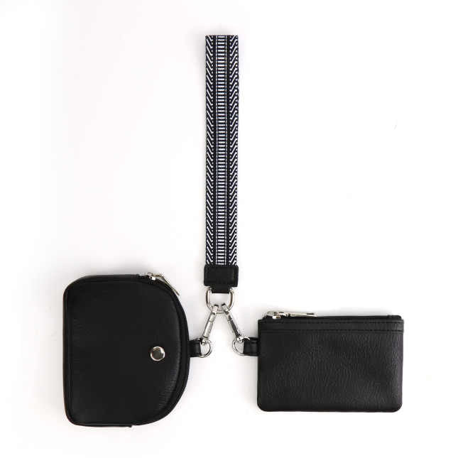 Faux Leather Wristlet + Double Mini Pouch Set - PREORDER