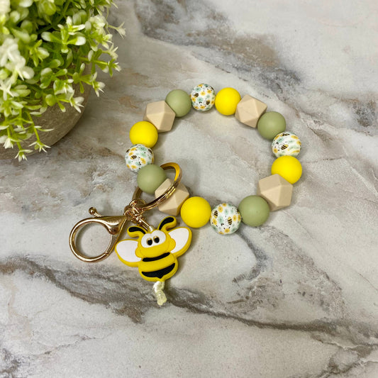 Silicone Bracelet Keychain - Bee