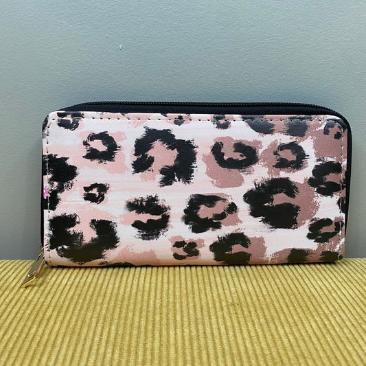 Wallet - Faux Leather - Light Pink Rose Gold Animal Print