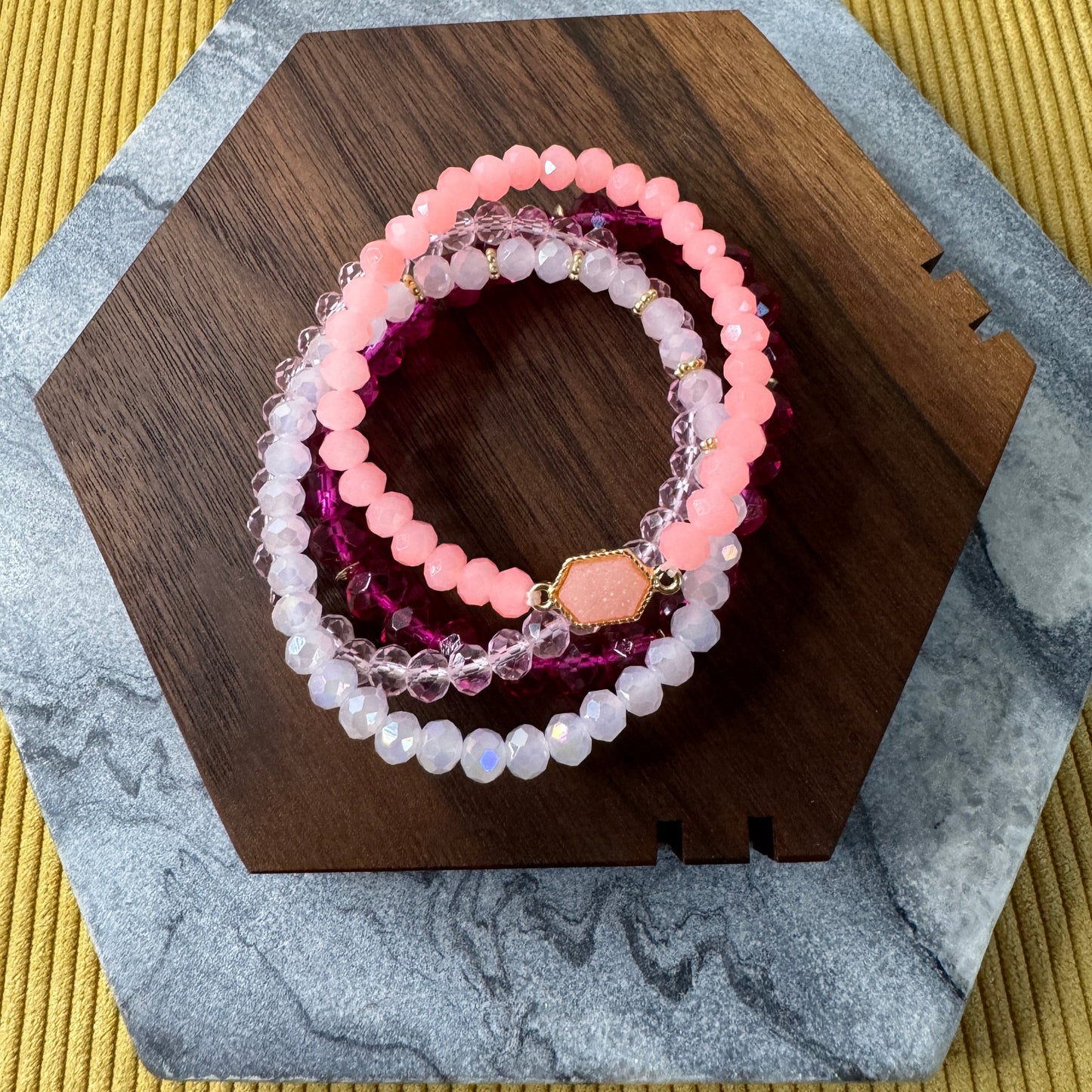 Bracelet Pack - Druzy Bead - Hot Pink